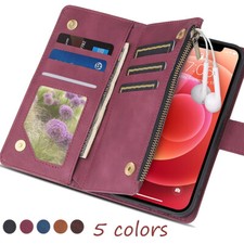 Zip Wallet Case Leather Flip