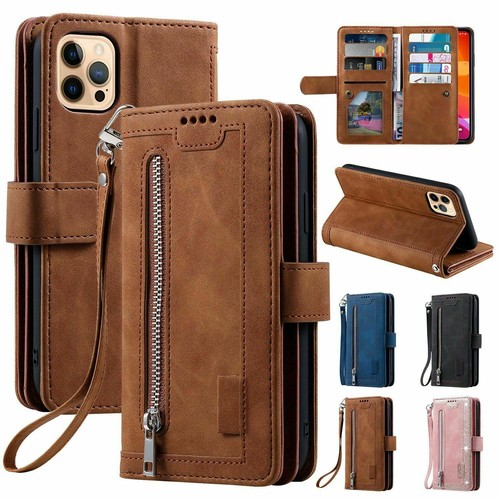 Zipper leather wallet case for - leather,